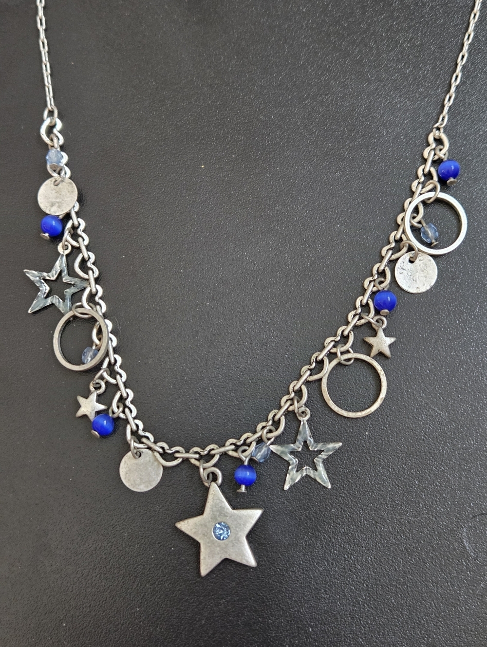Silver and Blue Star Charm Necklace